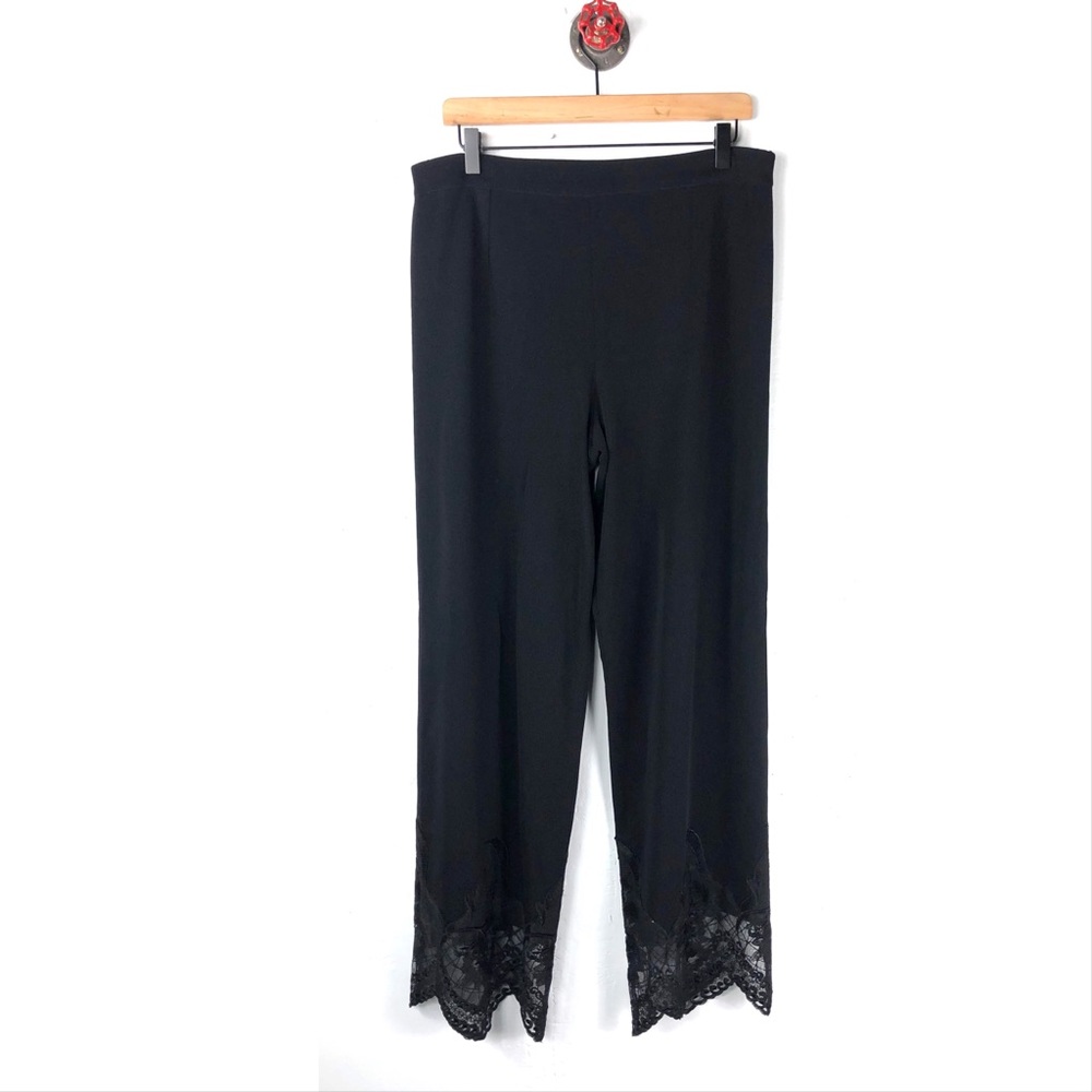 Exclusively Misook L pants floral lace embroidered